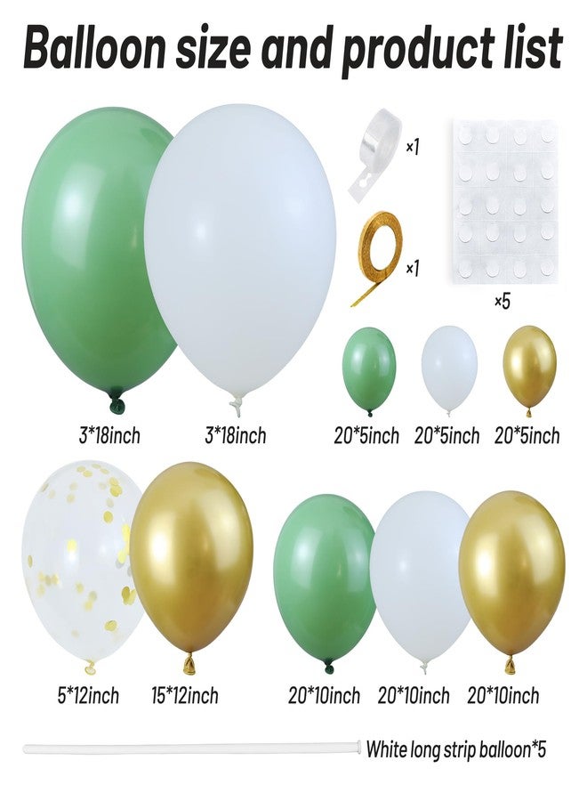KAWKALSH Sage Green White Gold Balloon Garland Arch Kit, 146Pcs Latex Balloons Different Sizes for Birthday Baby Shower Gender Reveal Wedding Party Decoration - Image 2